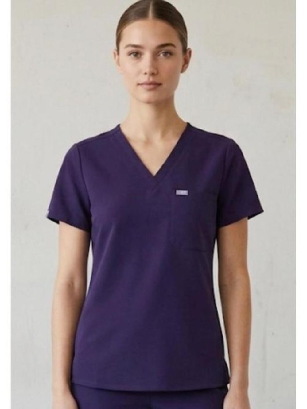 Figs Catarina Scrub Top - Deep Purple - Size Small